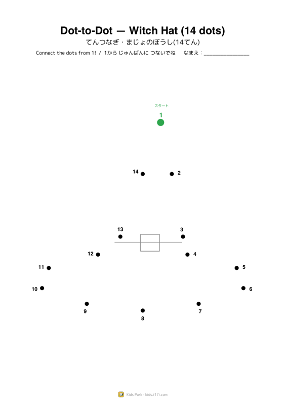 Dot-to-Dot — Witch Hat (14 dots)