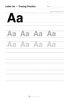 アルファベット「Aa」なぞりがき