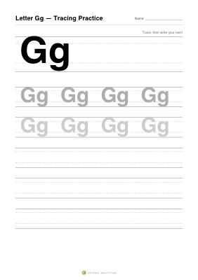 アルファベット「Gg」なぞりがき