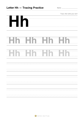 アルファベット「Hh」なぞりがき
