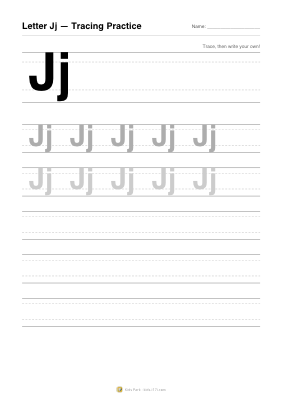 アルファベット「Jj」なぞりがき