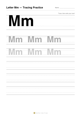 アルファベット「Mm」なぞりがき