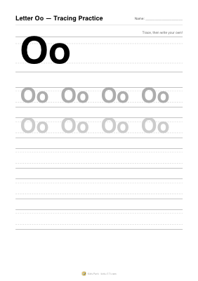 アルファベット「Oo」なぞりがき