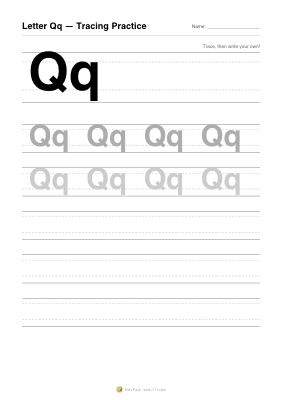 アルファベット「Qq」なぞりがき