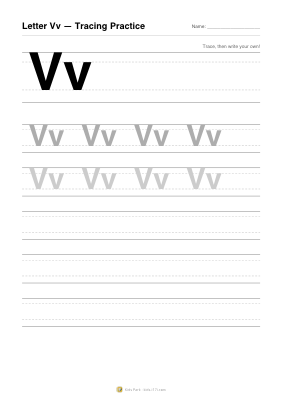 アルファベット「Vv」なぞりがき