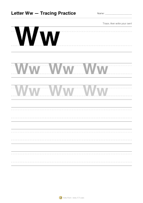 アルファベット「Ww」なぞりがき