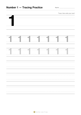 すうじ「1」なぞりがき